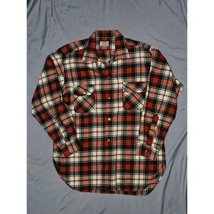VTG Tooke Viyella‎ Shirt Mens Red Plaid Wool 60's Flannel